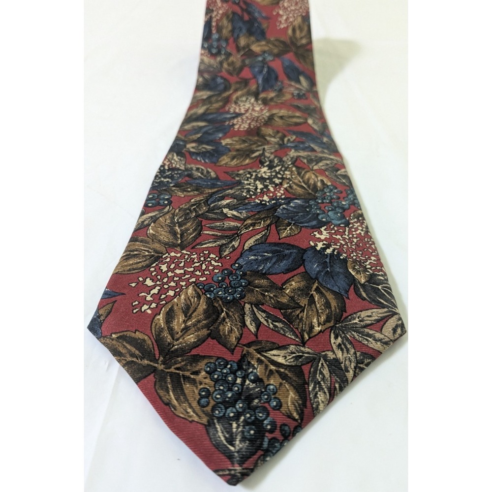 Vintage Bert Pulitzer Ancient Madder Silk Tie Red Floral Foliage 56x3.75